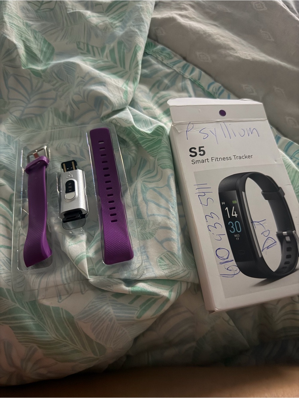 New just writing on the box from my kid but never used iSmart Fitness Tracker -